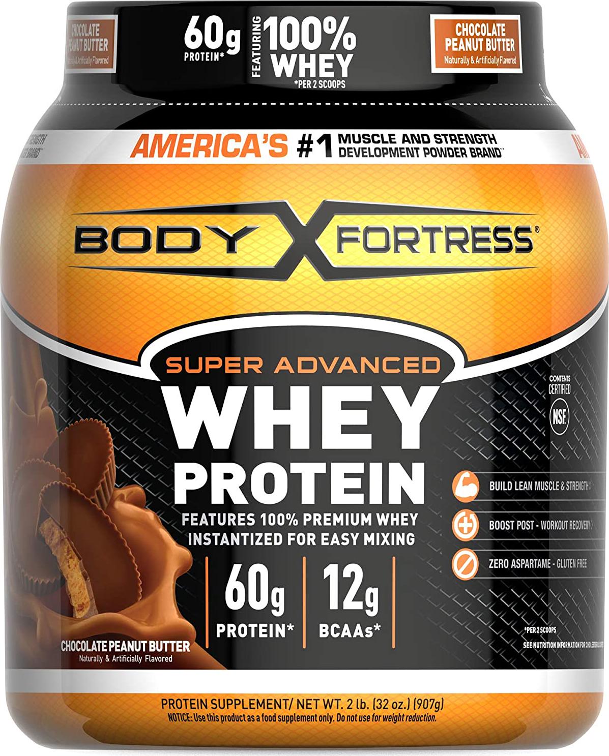 Body Fortress Super Advanced Whey Protein Powder, Chocolate Peanut Butter, 2 Pounds
