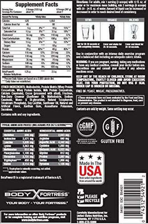 Body Fortress Super Advanced Mass Gainer, Chocolate, 4 Pounds