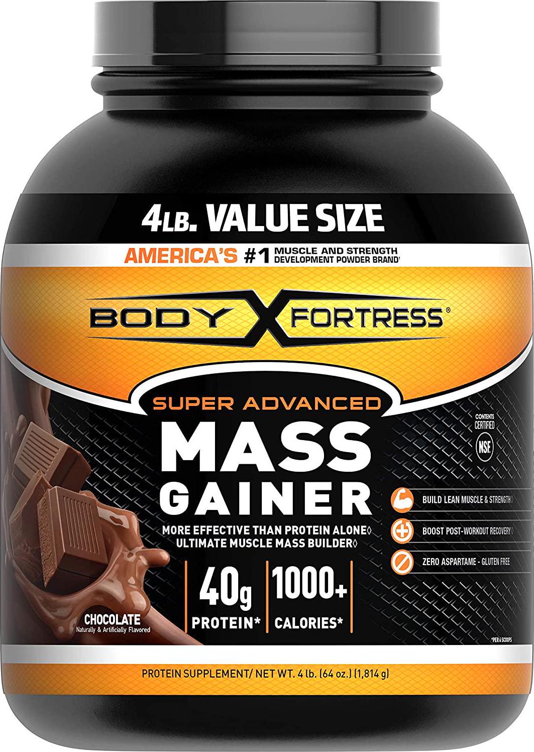 Body Fortress Super Advanced Mass Gainer, Chocolate, 4 Pounds