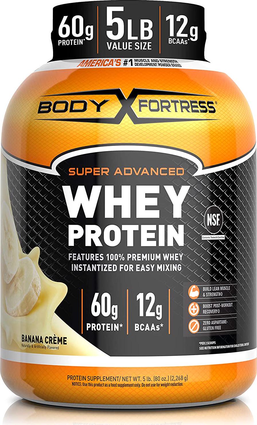 Body Fortress Whey Protein Powder 5 lb, Banana Creme