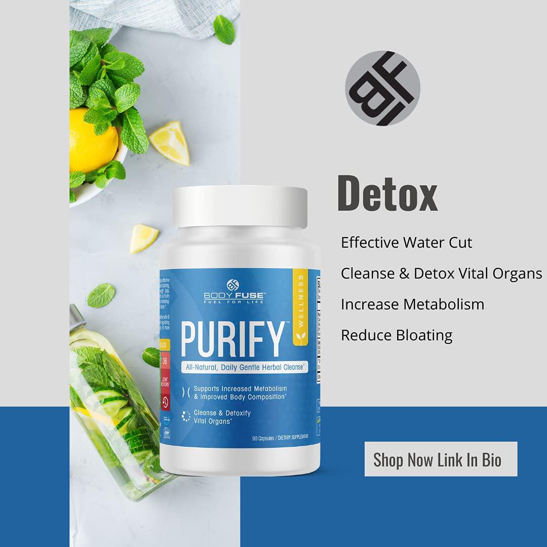 Body Fuse Purify | All Natural Daily Herbal Cleanse | Internal Organ and GI Detox | Water Cut | 30 SERVINGS