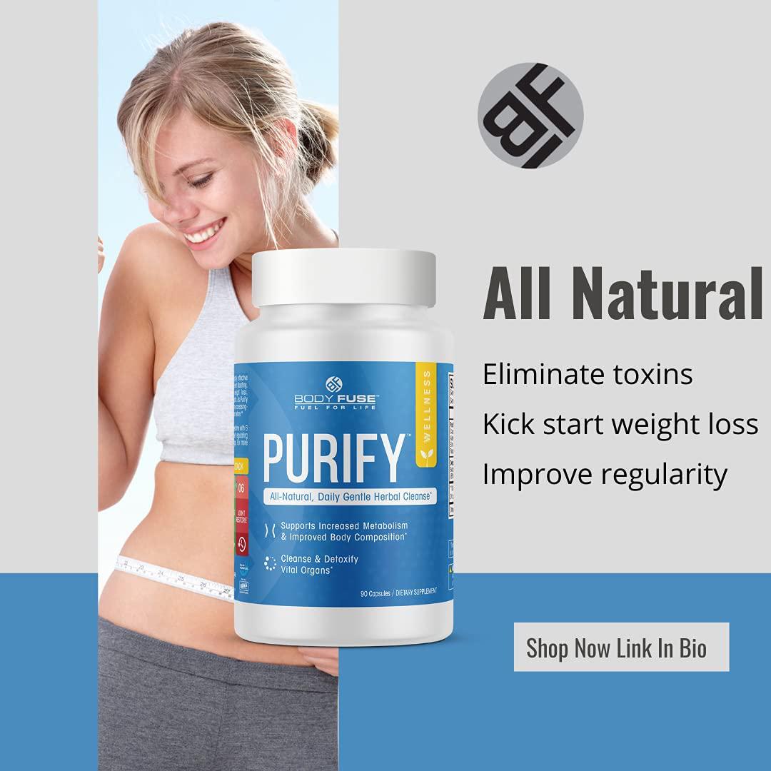 Body Fuse Purify | All Natural Daily Herbal Cleanse | Internal Organ and GI Detox | Water Cut | 30 SERVINGS