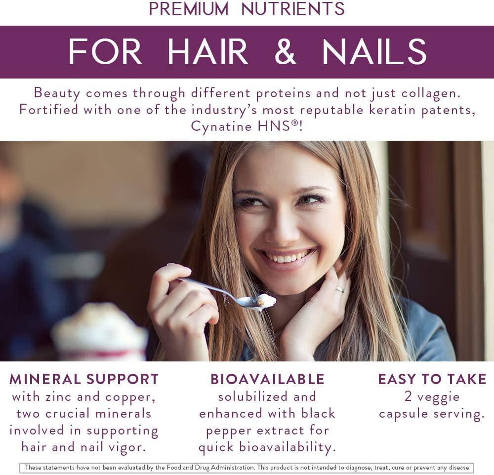 Body Kitchen, Keratin Enrich, Hair and Nails Supplement, Supports Healthy Thickness and Shine with Biotin, High-Absorption, 60ct