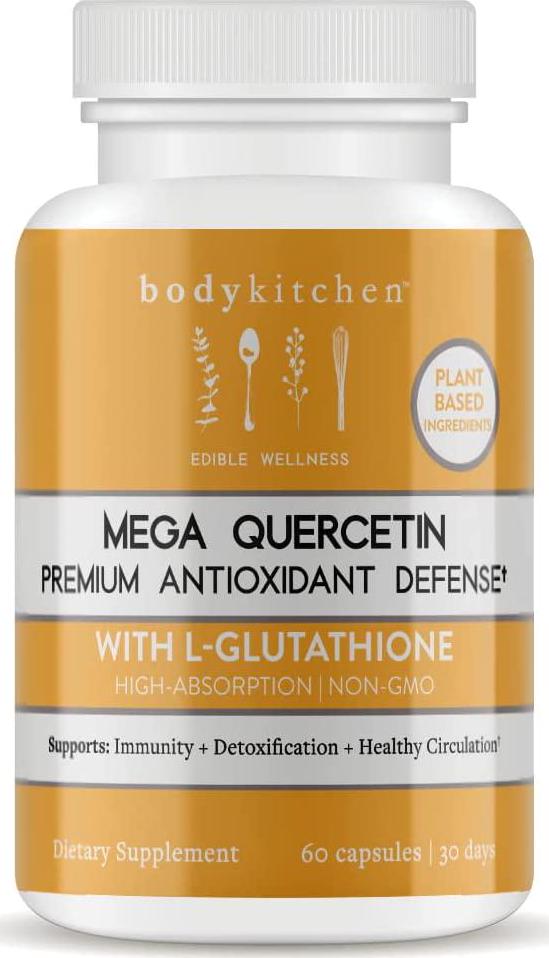 Body Kitchen - Mega Quercetin 1000mg with L-Glutathione, High Absorption, Supports Immune, Cardiovascular Health and Detox, Non-GMO, Veggie Caps, 60 Count