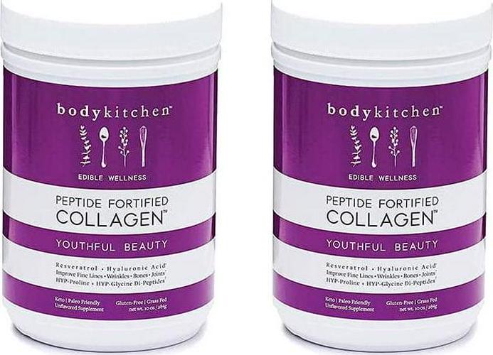 Body Kitchen - Youthful Beauty, Collagen Peptides Powder for Beautiful Hair Skin Nails, Resveratrol and Hyaluronic Acid for Anti-Aging and Antioxidant Support, Grass Fed, 2 Pack