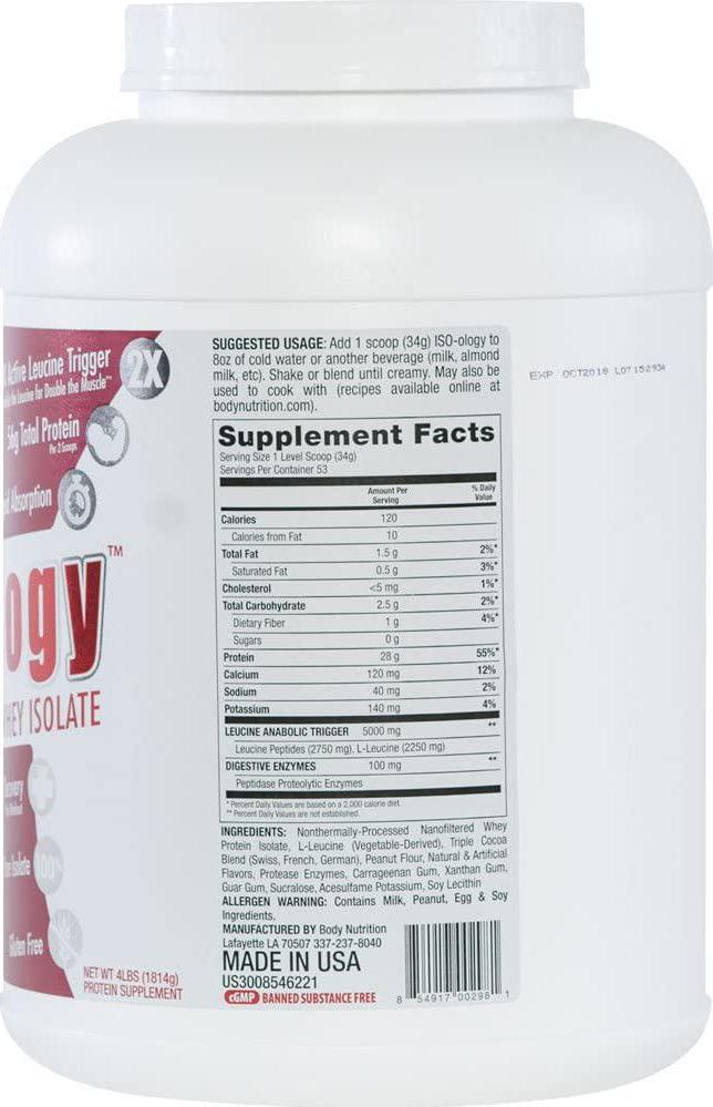 Body Nutrition ISO-Ology Chocolate Peanut Butter Cup Leucine-Enhanced Whey Isolate 4 LB