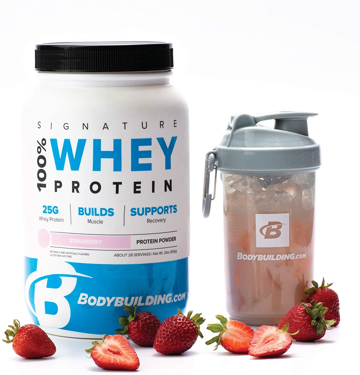 Bodybuilding Signature 100% Whey Protein Powder | 25g of Protein per Serving | Strawberry, 5 lbs