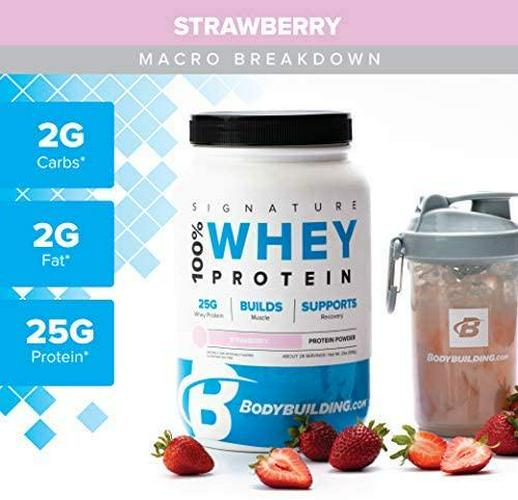 Bodybuilding Signature 100% Whey Protein Powder | 25g of Protein per Serving | Strawberry, 5 lbs