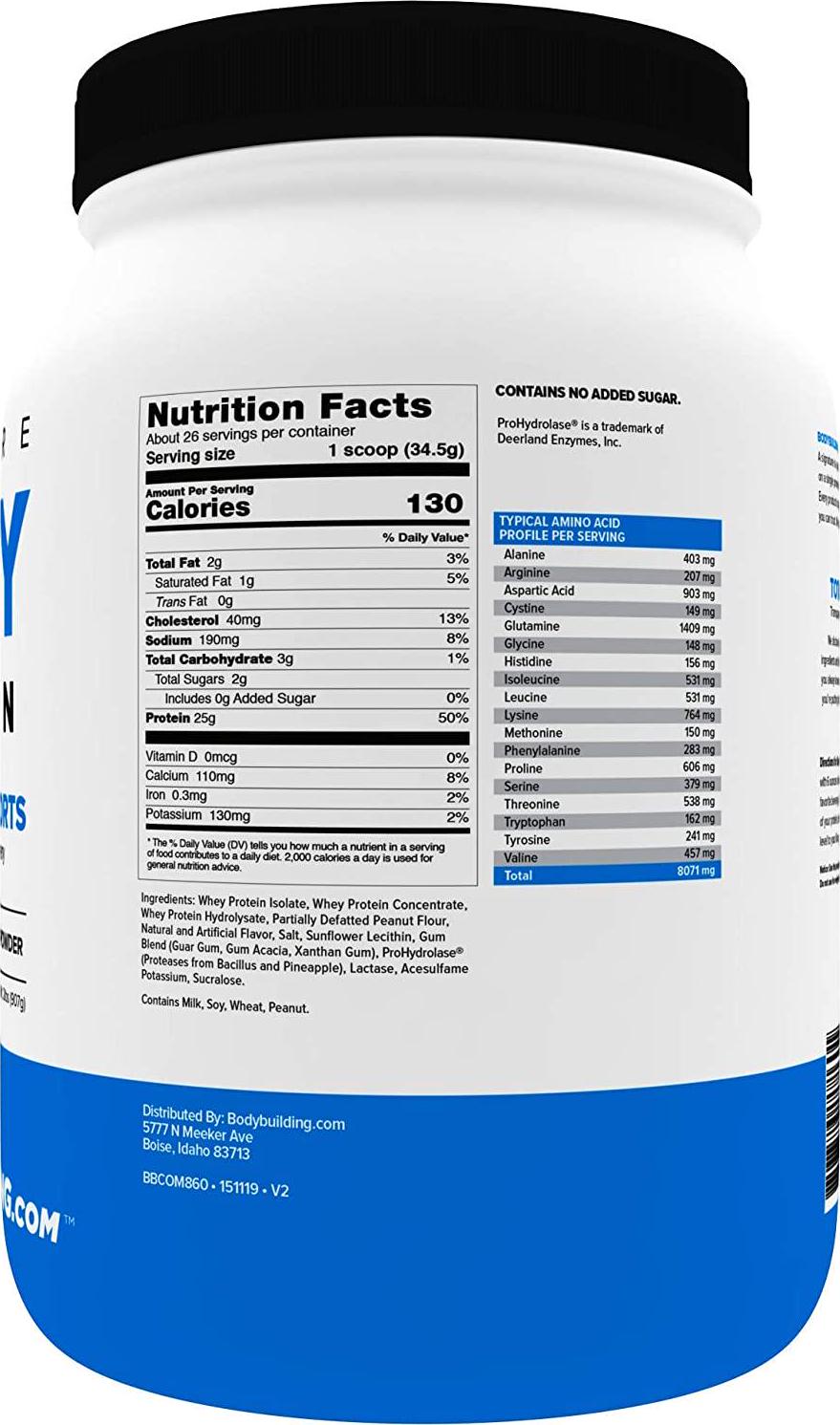 Bodybuilding Signature 100% Whey Protein Powder | 25g of Protein per Serving (Peanut Butter Cookie, 2 Lbs)