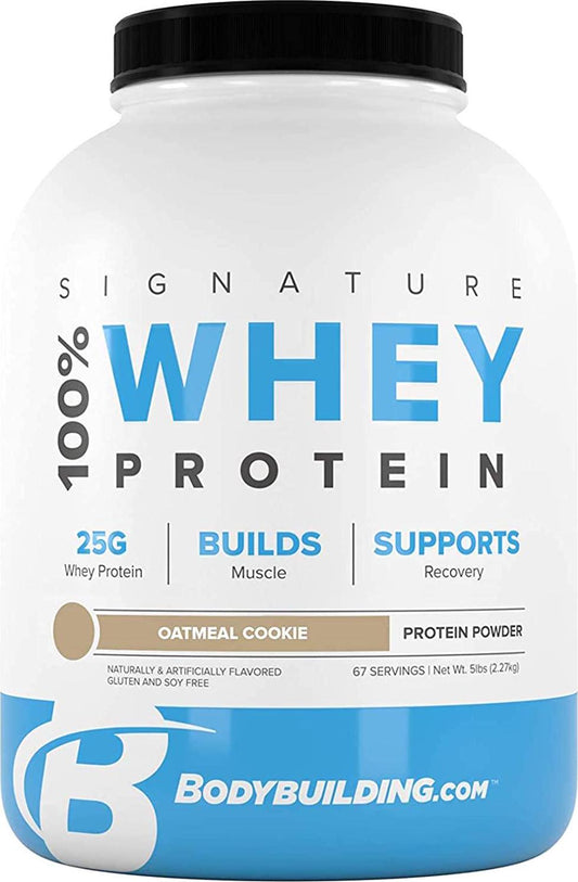 Bodybuilding Signature 100% Whey Protein Powder | 25g of Protein per Serving (Oatmeal Cookie, 5 Lbs)