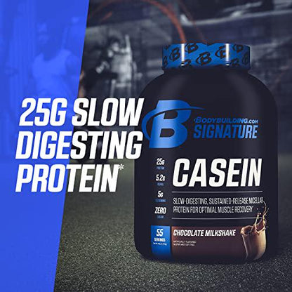 Bodybuilding Signature Casein Protein Powder | Vanilla Slow Release Micellar Casein | Rich in Amino Acid | 4lbs, 55 Servings