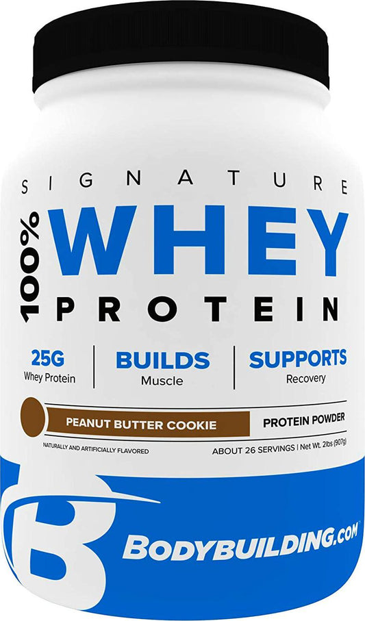 Bodybuilding Signature 100% Whey Protein Powder | 25g of Protein per Serving (Peanut Butter Cookie, 2 Lbs)