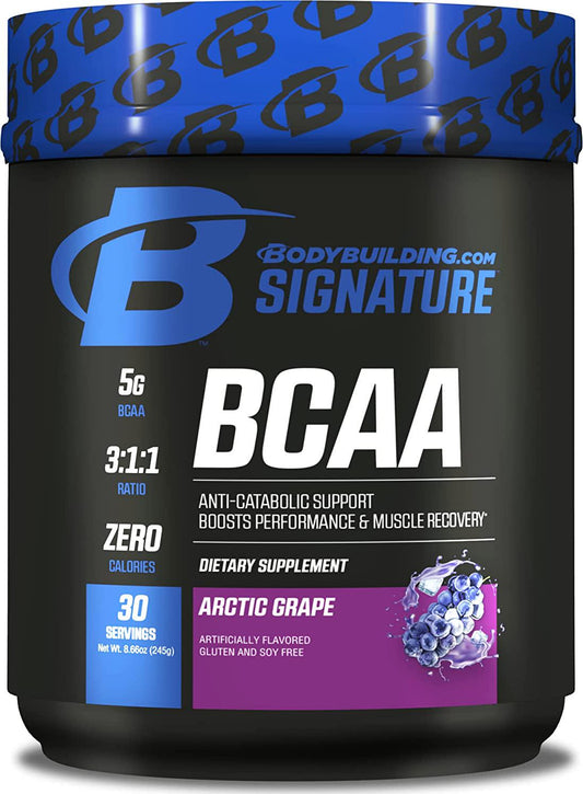 Bodybuilding Signature BCAA Powder | Essential Amino Acids | Nutrition Supplement | Promote Muscle Growth and Recovery | 30 Servings, Blueberry Lemonade (Arctic Grape)