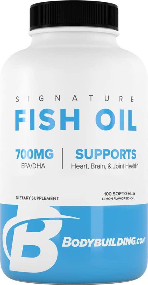 Bodybuilding Signature Fish Oil Lemon Softgels | 400 MG EPA 300 MG DHA | Omega-3 Supplement | Brain Heart Joint Health | 100 Count