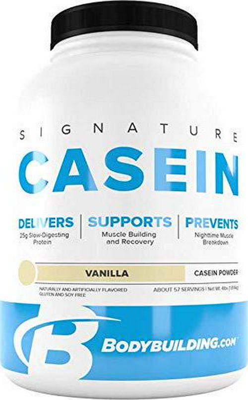 Bodybuilding Signature Casein Protein Powder | Vanilla Slow Release Micellar Casein | Rich in Amino Acid | 4lbs, 55 Servings