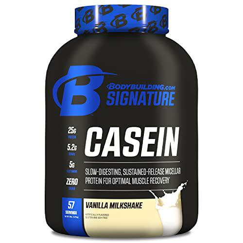 Bodybuilding Signature Casein Protein Powder | Vanilla Slow Release Micellar Casein | Rich in Amino Acid | 4lbs, 55 Servings