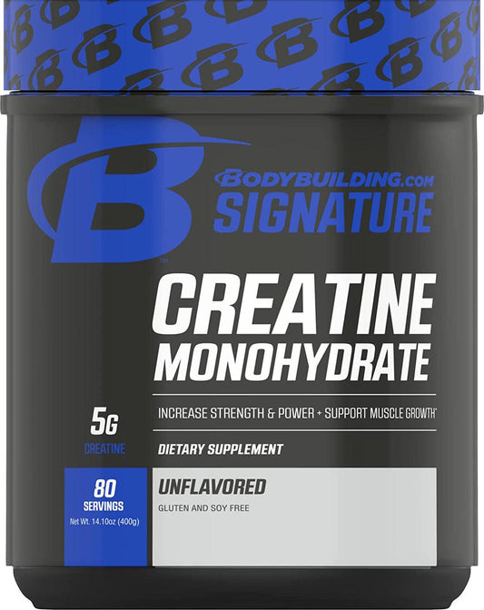 Bodybuilding.com Signature Creatine Monohydrate Powder, Pure Creatine, Muscle Size, Strength, Power, Performance, Recovery, 400 Grams, 80 Servings, Unflavored