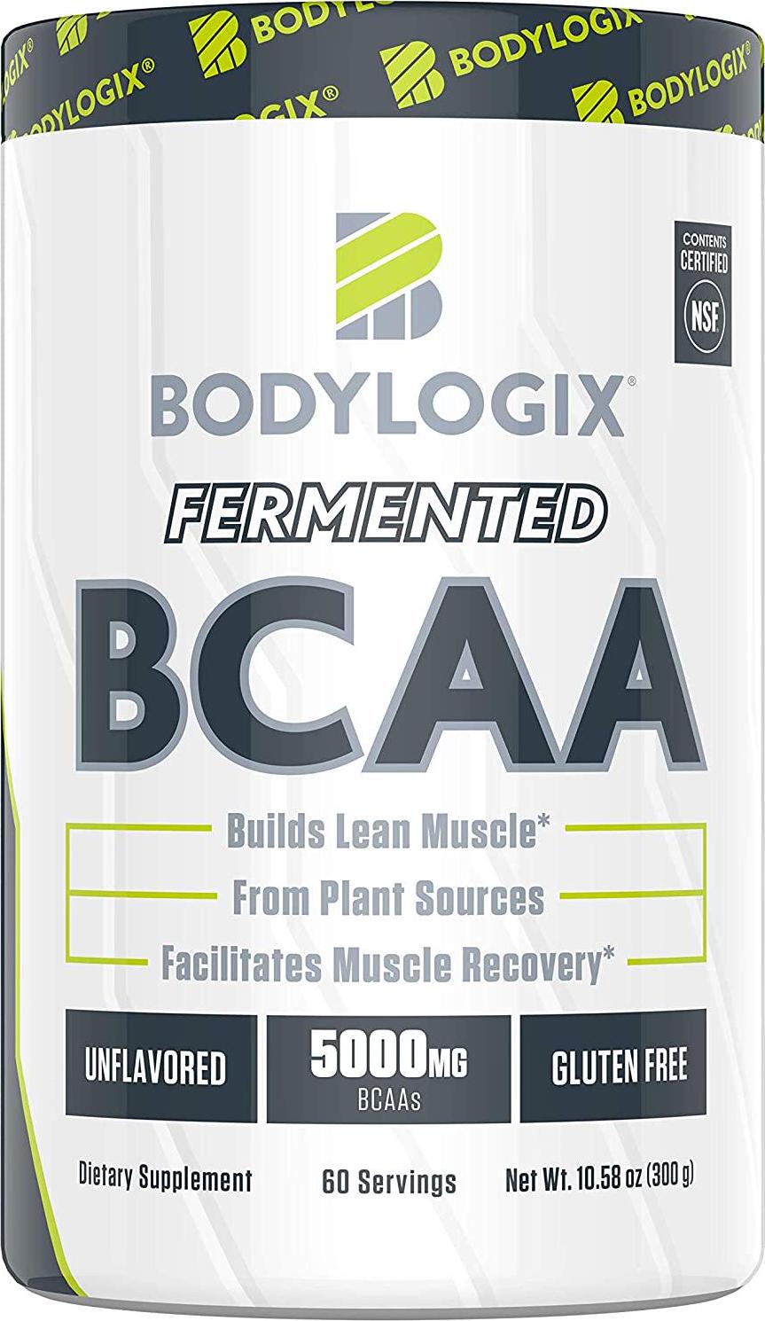 Bodylogix Fermented BCAA Powder, NSF Certified, Unflavored, 300g