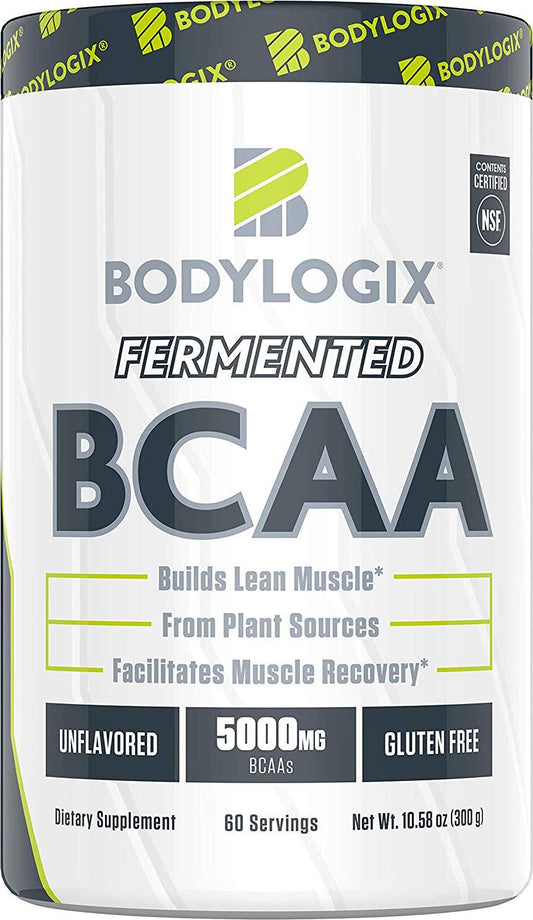 Bodylogix Fermented BCAA Powder, NSF Certified, Unflavored, 300g