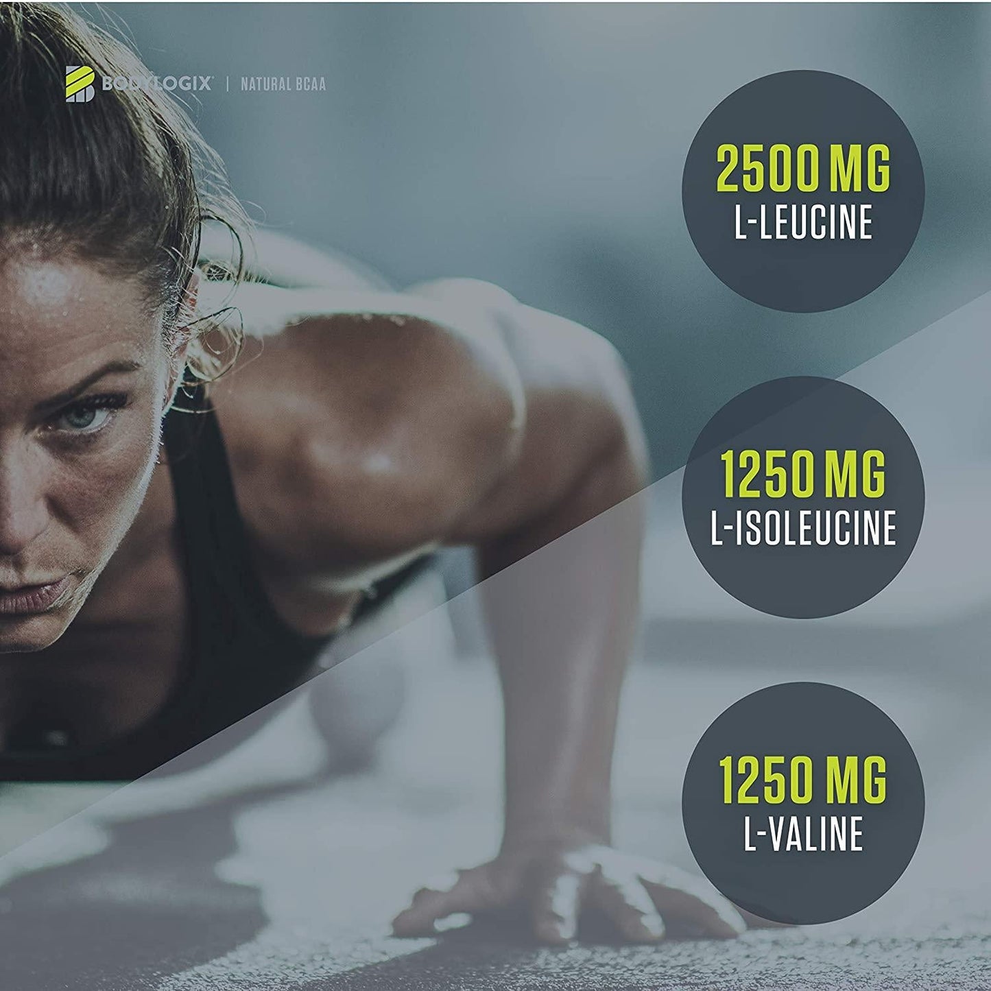 Bodylogix Natural BCAA Powder, NSF Certified, Green Apple, 30 Servings