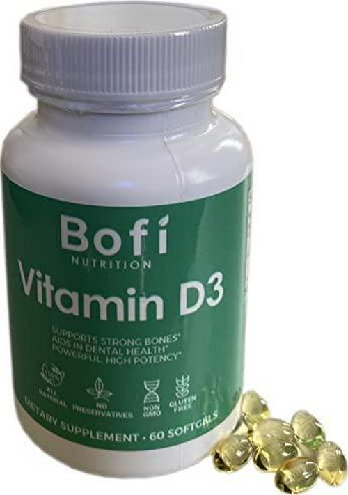 Bofi Extra Strength Vitamin D3 5000 IU (125 mcg), Dietary Supplement for Immune Support, 60 Softgels, 60 Day Supply