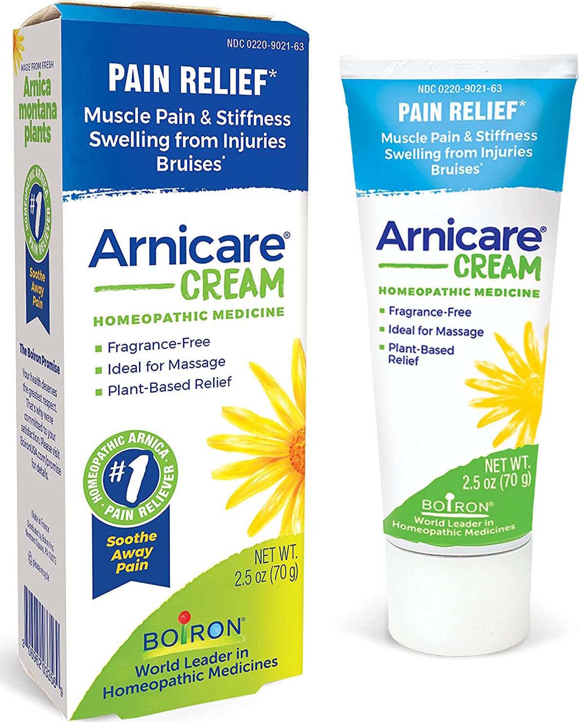 Boiron Arnicare Cream for Soothing Relief of Joint Pain, Muscle Pain, Muscle Soreness or Stiffness, and Swelling from Injury - Fast Absorbing and Fragrance-Free - 2.5 oz