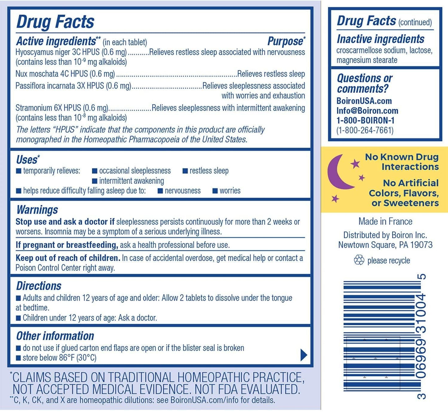 Boiron SleepCalm Natural Sleep Aid for Deep, Relaxing, Restful Nighttime Sleep - Melatonin-Free and Non Habit-Forming - 120 Count (2 Pack)