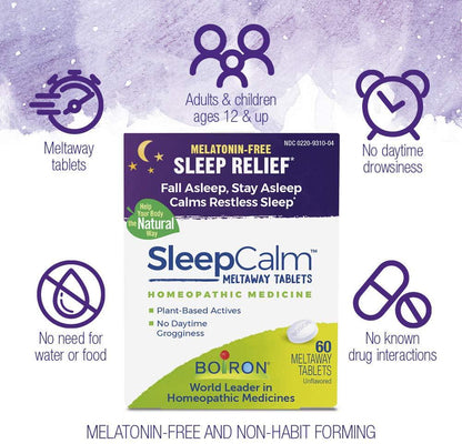 Boiron SleepCalm Natural Sleep Aid for Deep, Relaxing, Restful Nighttime Sleep - Melatonin-Free and Non Habit-Forming - 60 Count