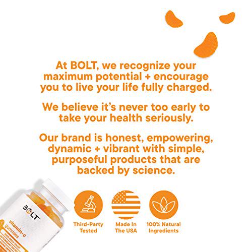 Bolt Vitamin C Immune Support Gummies Designed for Defense, Non-GMO, Natural and Pectin-Based; 120 Gummies (2 Pack)