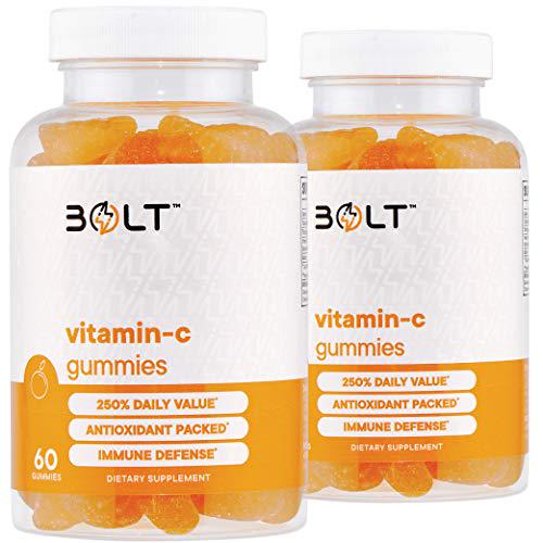 Bolt Vitamin C Immune Support Gummies Designed for Defense, Non-GMO, Natural and Pectin-Based; 120 Gummies (2 Pack)