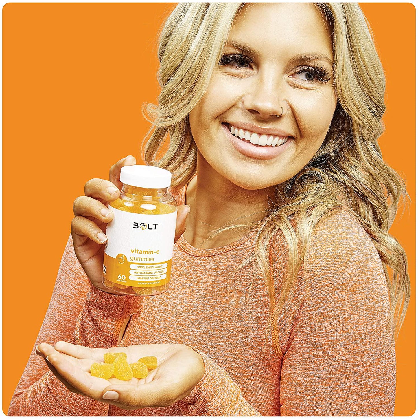 Bolt Vitamin C Immune Support Gummies Designed for Defense, Non-GMO, Natural and Pectin-Based; 120 Gummies (2 Pack)