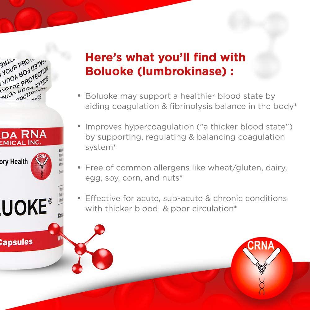 Boluoke (Lumbrokinase) for Circulatory Health Canada RNA, 60 caps