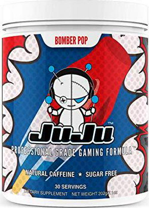 Bomber Pop Tub - Juju Professional Grade Gaming Energy Drink Mix  -  Healthy Supplement Increases Focus, Energy, Reaction time, Eye Health. Natural Caffeine, nootropics, Vitamins. Sugar-Free, Keto.