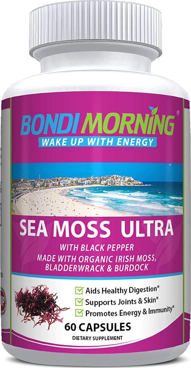 Bondi Morning - Sea Moss Ultra, Organic Irish Moss for Better Digestion, Energy Pills for Women and Men, 60 Capsules