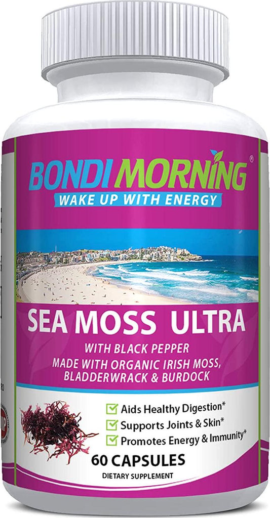 Bondi Morning - Sea Moss Ultra, Organic Irish Moss for Better Digestion, Energy Pills for Women and Men, 60 Capsules