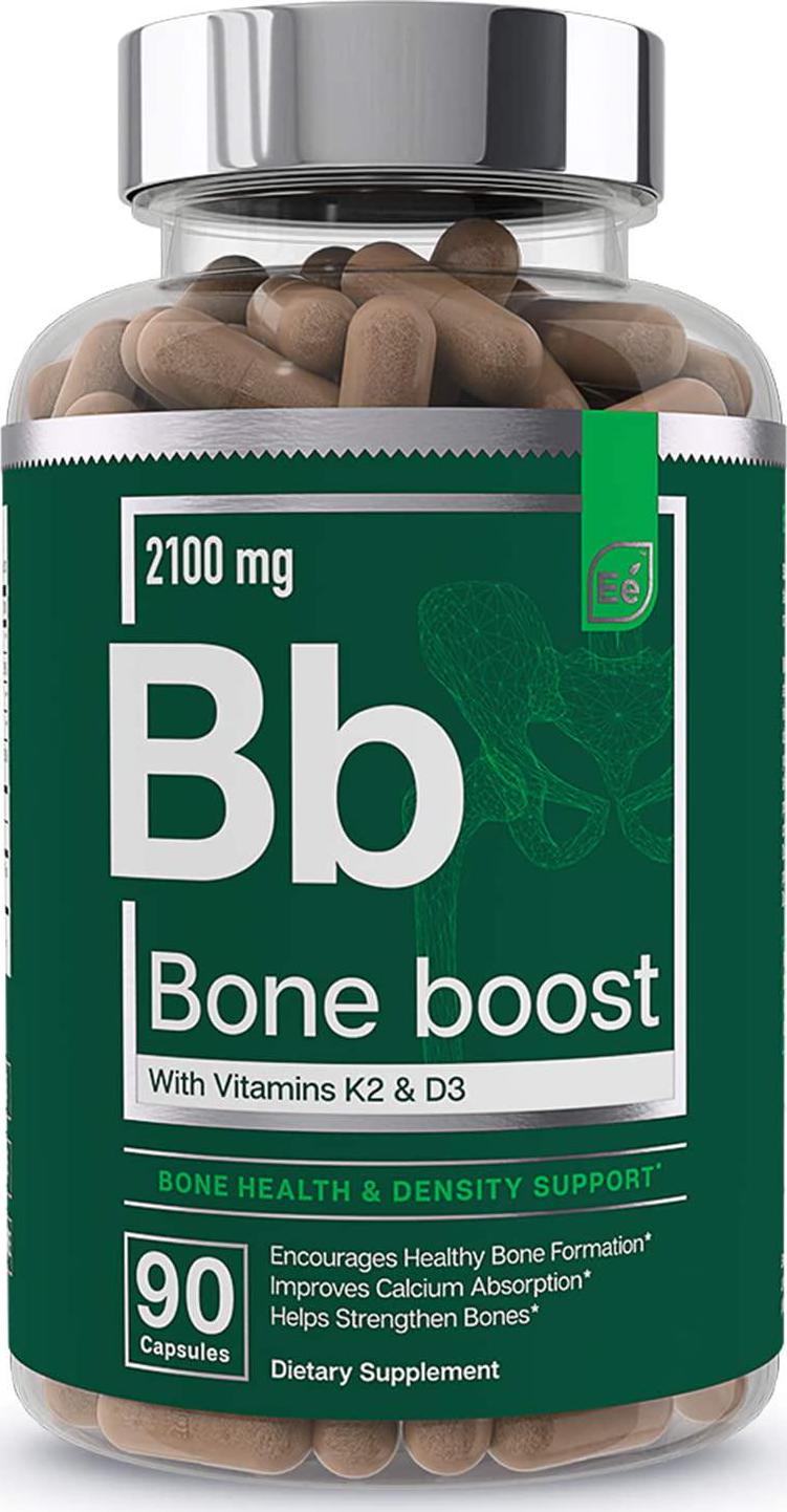 Bone Boost Bone Health Supplement - Calcium, Vitamin D3, K2, Cissus Quadrangularis | Essential Elements for Bone Strength - 90 Capsules (30 Day Supply)