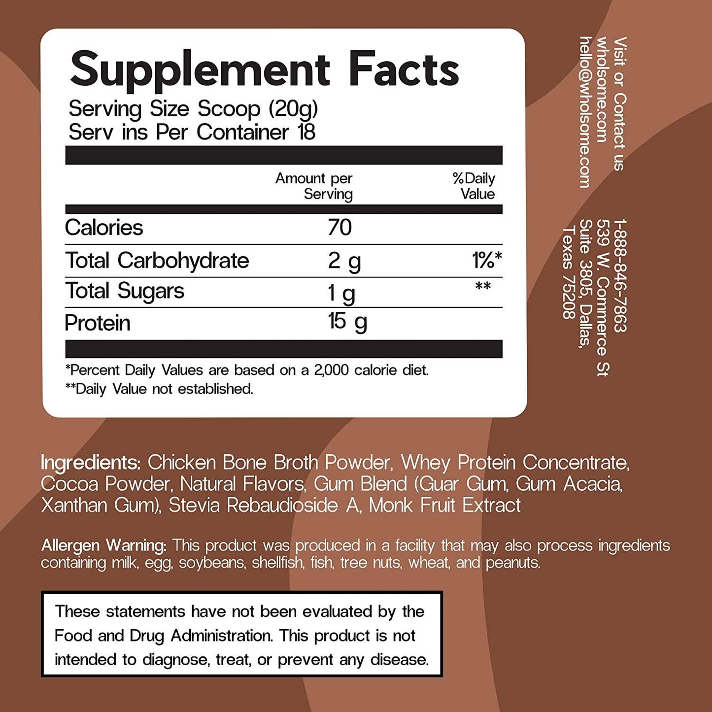 Bone Broth Protein Powder Hydrolyzed Collagen Supplement - Chocolate, 18 Servings - 2g Carbs, Keto Friendly, Zero Artificial Ingredients