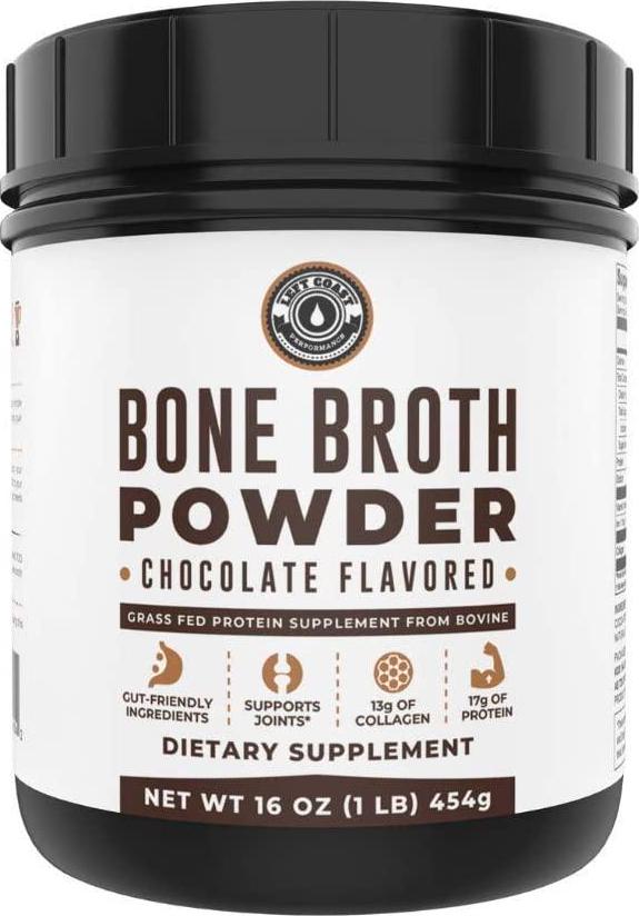 Bone Broth Protein Powder Chocolate 16Oz, Grass Fed - Non-GMO, Gut-Friendly, Dairy Free Protein Powder, Left Coast Performance