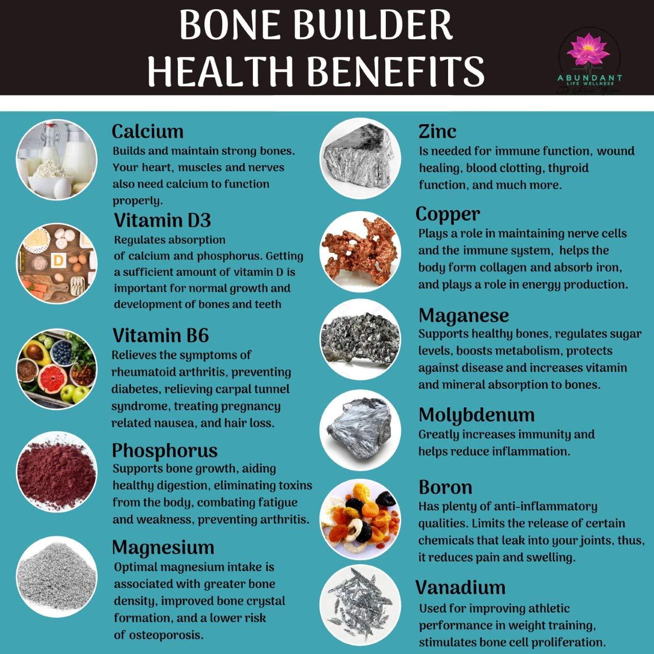 Bone Builder with Calcium; Magnesium; Boron, Silica, Vandadium, D3 and More to Help Ease and Strengthen Bones by Dr. Valerie Nelson