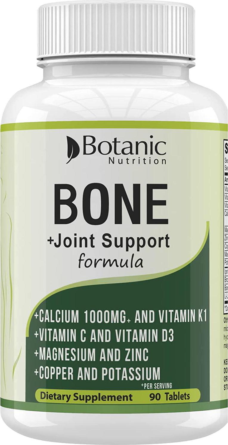 Bone Strength 1000mg Calcium Magnesium Zinc Potassium Supplement with Vitamins C, D3, K1 - Bone Vitamins for Men and Women - Best for Bone Support, Bone Growth and for Bone Health-90 Veg Tablets