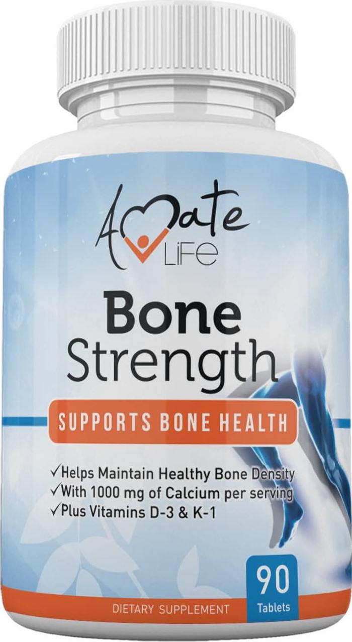 Bone Strength - Calcium Magnesium for Bone Health- Calcium Citrate with Vitamin D3 for Bone Density- Calcium Supplement for Women-High Absorption Calcium 1000mg- 90 Tablets Made USA by Amate Life