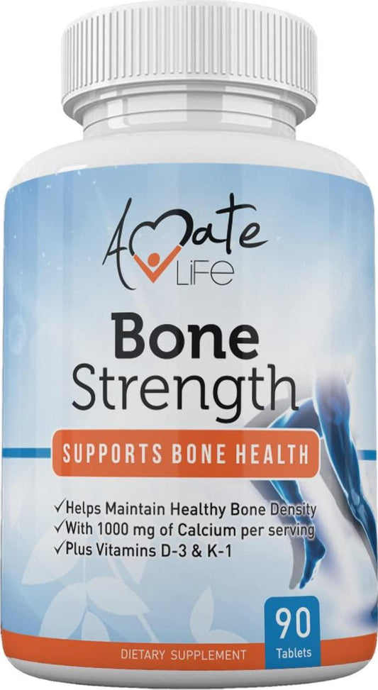 Bone Strength - Calcium Magnesium for Bone Health- Calcium Citrate with Vitamin D3 for Bone Density- Calcium Supplement for Women-High Absorption Calcium 1000mg- 90 Tablets Made USA by Amate Life