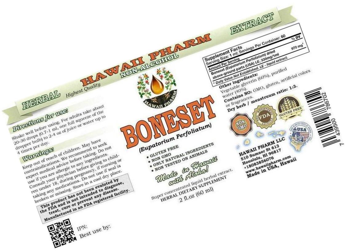 Boneset Alcohol-Free Liquid Extract, Boneset (Eupatorium perfoliatum) Dried Above-Ground Parts Glycerite Hawaii Pharm Natural Herbal Supplement 2 oz