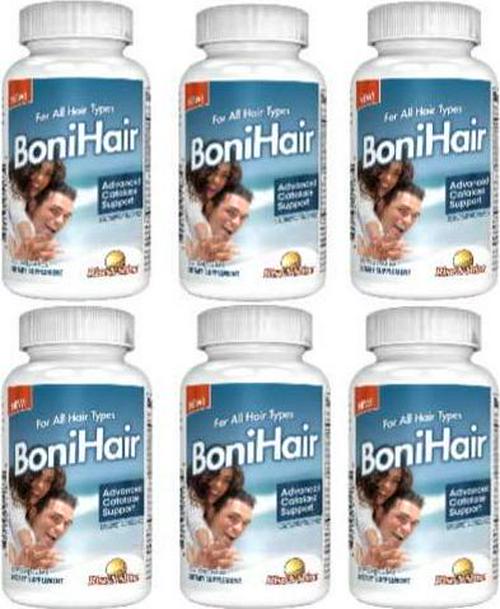 BoniHair 6 Pack- Catalase Supplement - Six Bottles - Discounted 6 Month Supply - Boni Hair Catalase Enzyme Hair Supplement w/ 10,000 IU of Catalase, Saw Palmetto, Fo-Ti, Biotin and More!