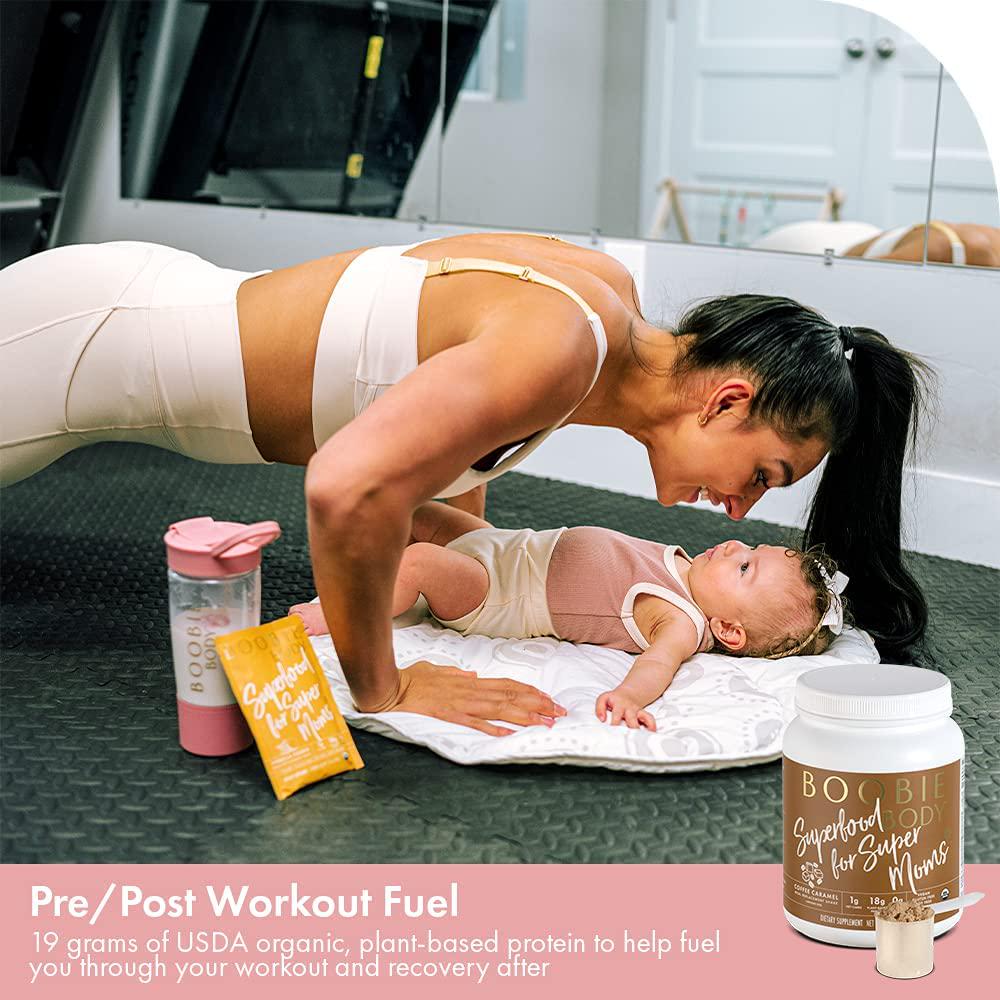 Boobie Body Superfood Protein Shake for Moms, Pregnancy Protein Powder, Lactation Support to Increase Milk Supply, Probiotics, Organic, Diary-Free, Gluten-Free, Vegan - Chocolate Bliss (23.3oz, 1 Tub)