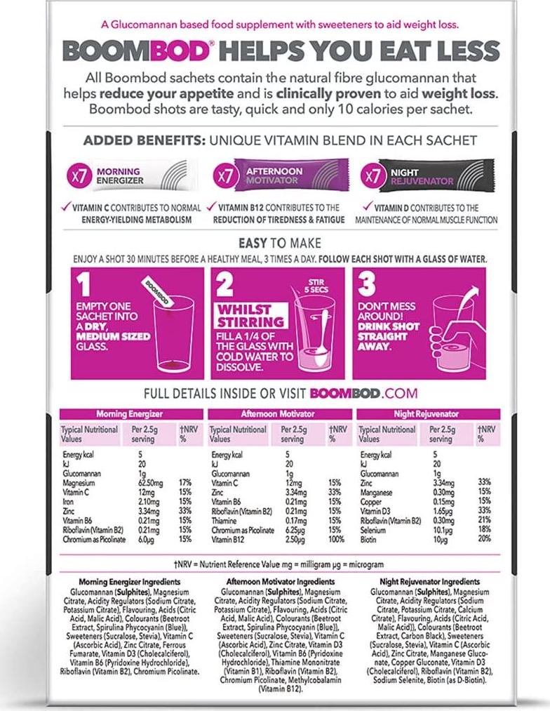 Boombod, Diet Shot Drink, 21 sachets