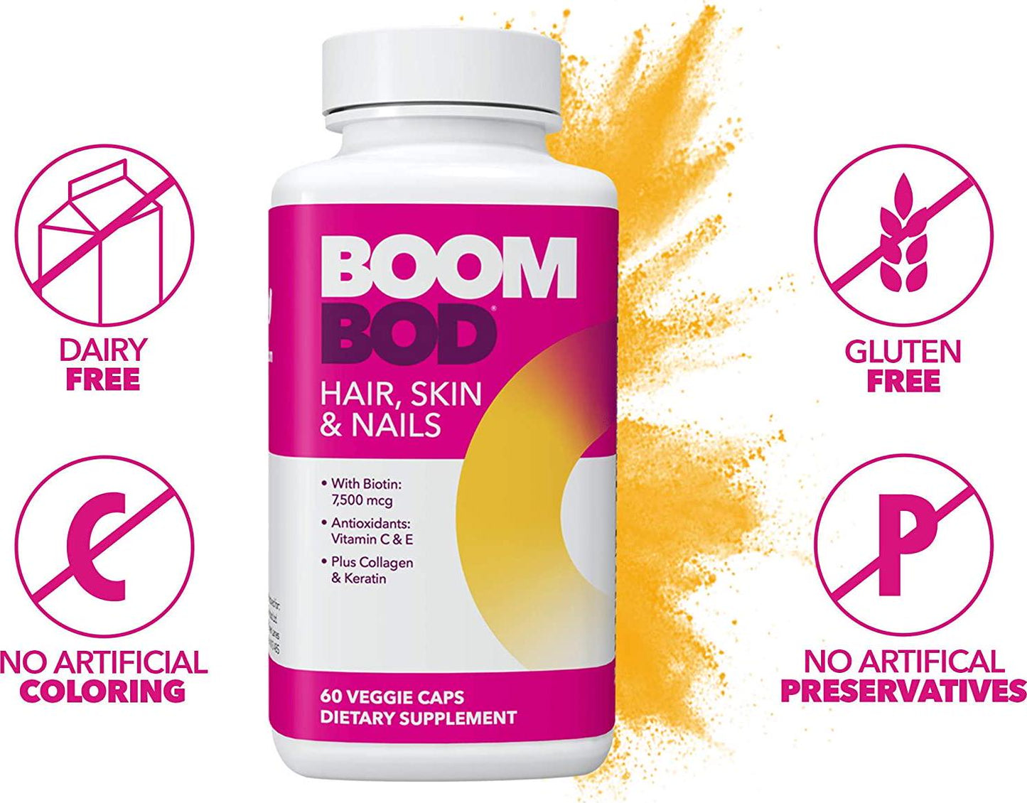 Boombod, Hair Skin and Nails Vitamin Supplement for Women, 60 Capsules
