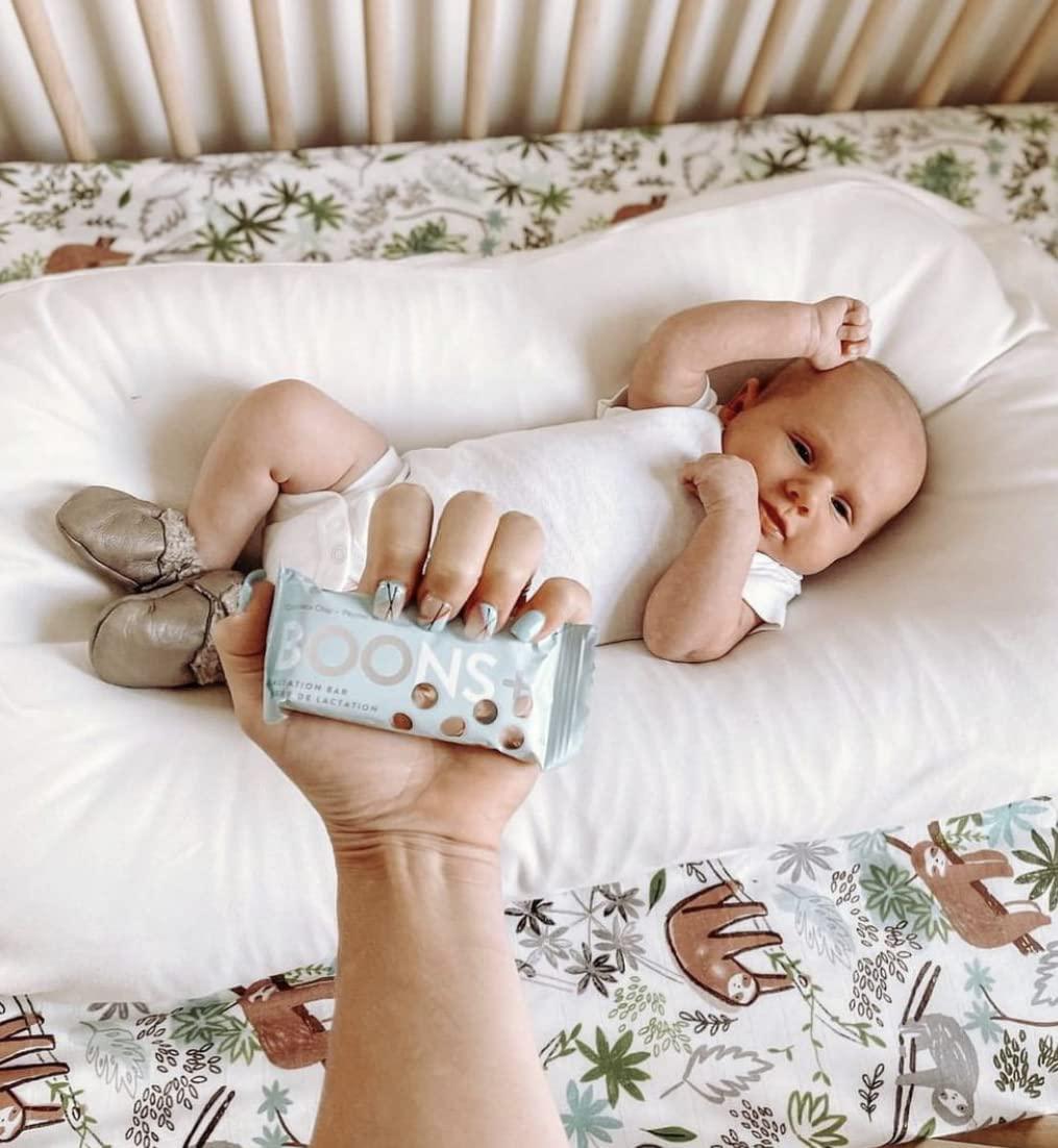 Boons+ Vegan Lactation Bars; Chocolate-Chip (6x45g Bars per Box). Boons+ Bars Support and Enhance Lactation. 6g of Protein per Serving and 4g of Sugar! Vegan, Gluten Free, Soy-Free, Fenugreek-Free.
