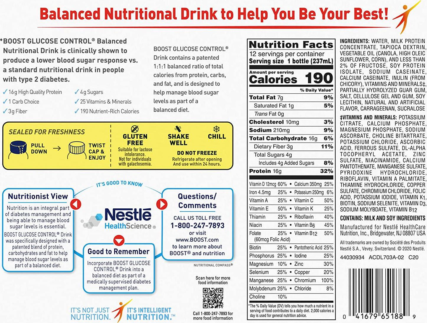 Boost Glucose Vanilla delight, 8oz , pack of 12