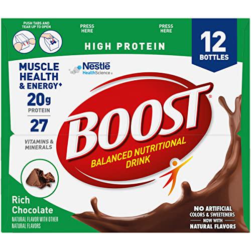Boost High Protein Complete Nutritional Drink, Chocolate Sensation, 8 fl oz Bottle,12 Count (Pack of 1)